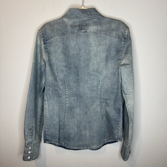 J Peterman Denim Jacket 6 Pearl Snap Long Sleeve - Picture 2 of 6
